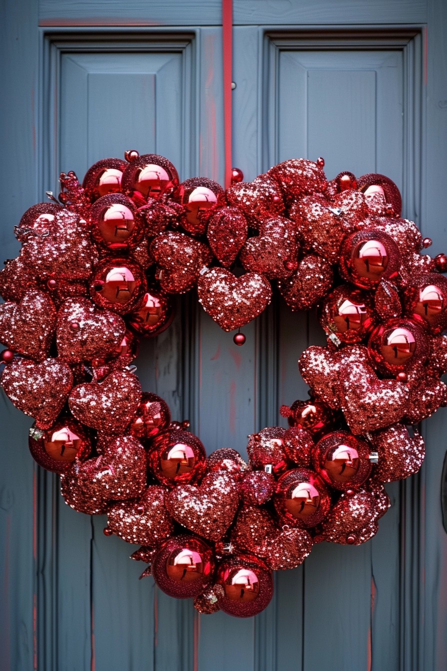 Glittering Heart-Shaped Disco Ball Wreath