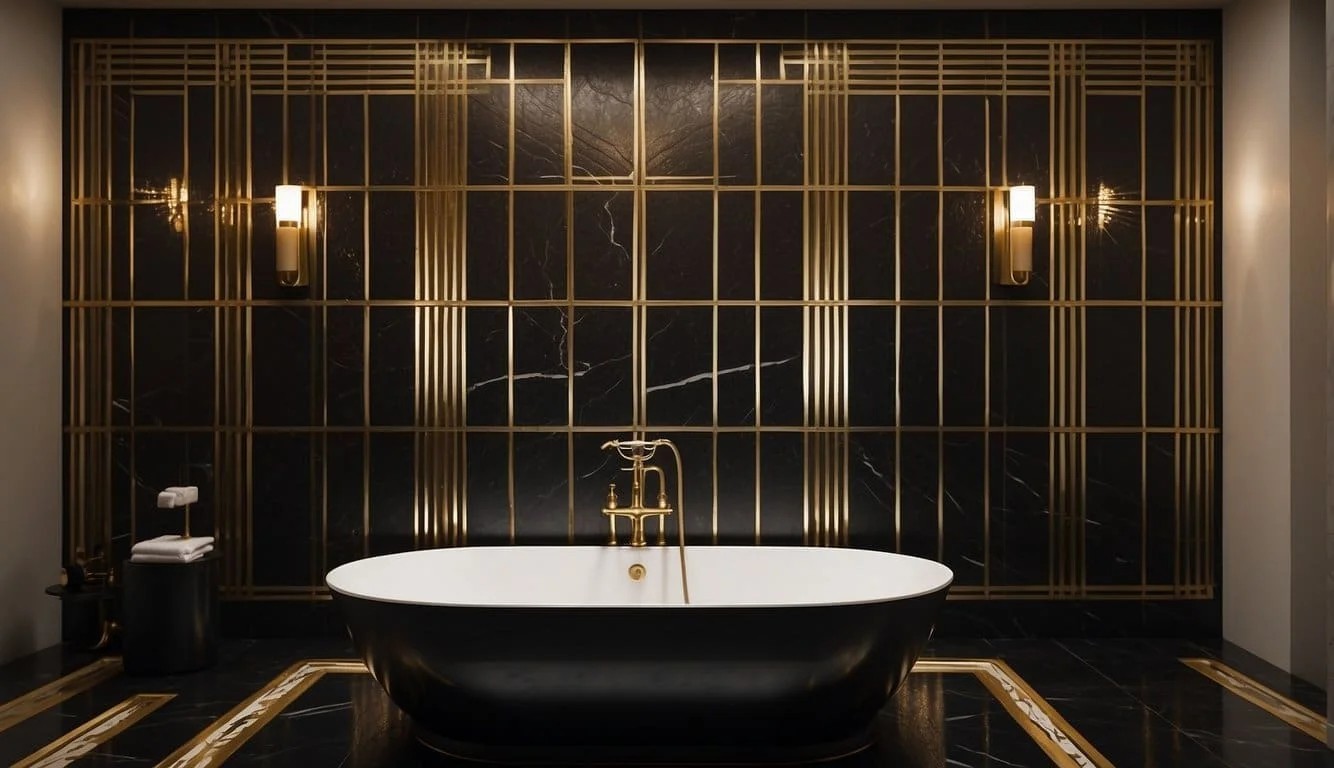 Art Deco Black And Gold Wall Tiles