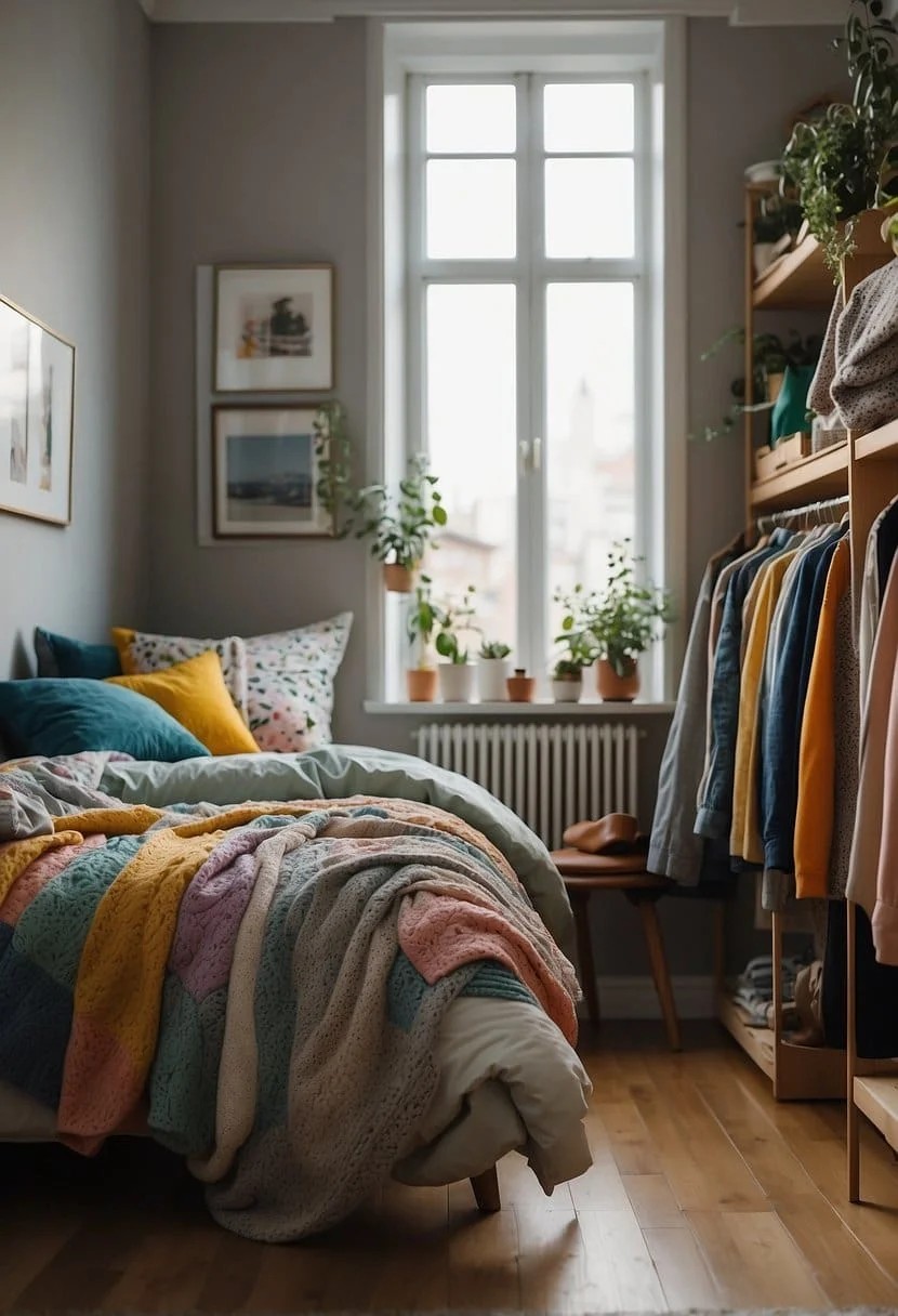 Girl’s Bedroom with A Clothing Rack