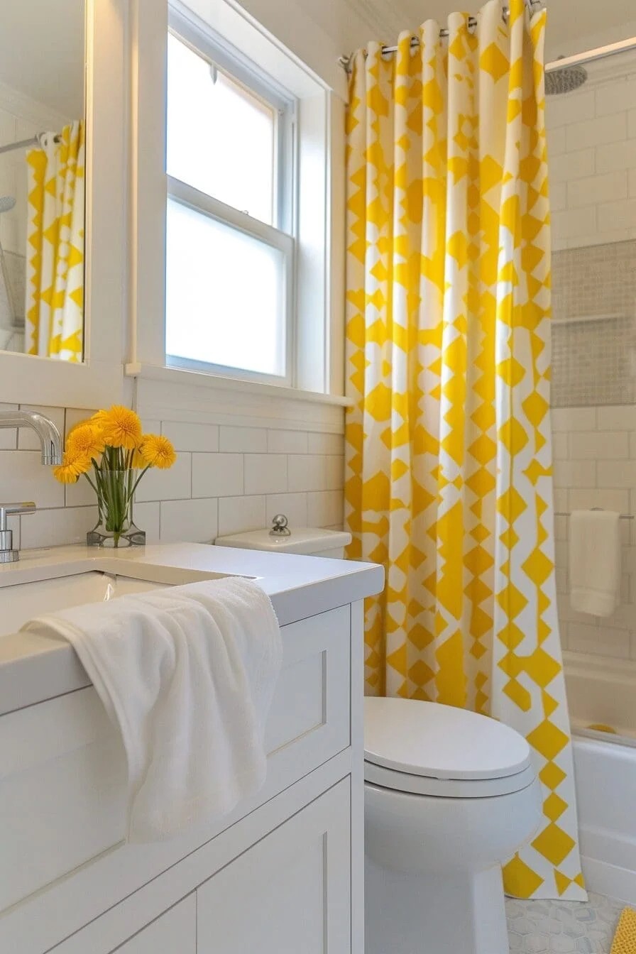 Yellow Geometric Shower Curtain