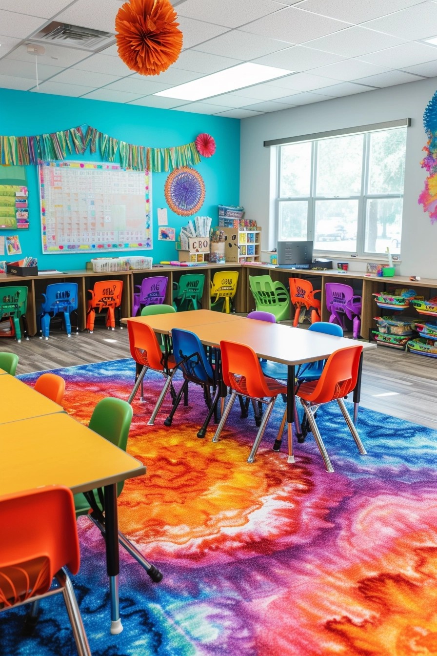 Vibrant Watercolor-Themed Elementary Classroom