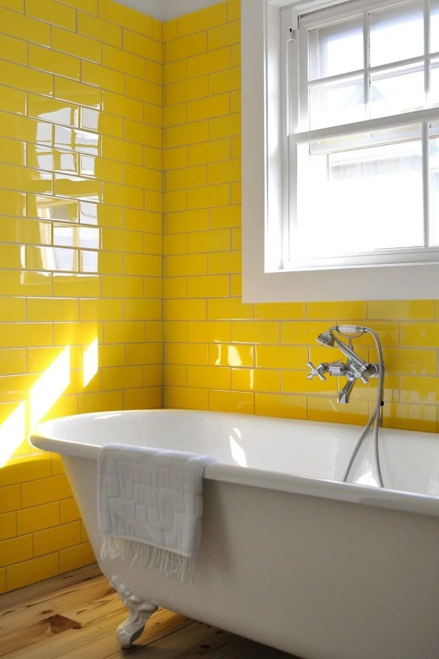 Canary Yellow Subway Tile Backsplash