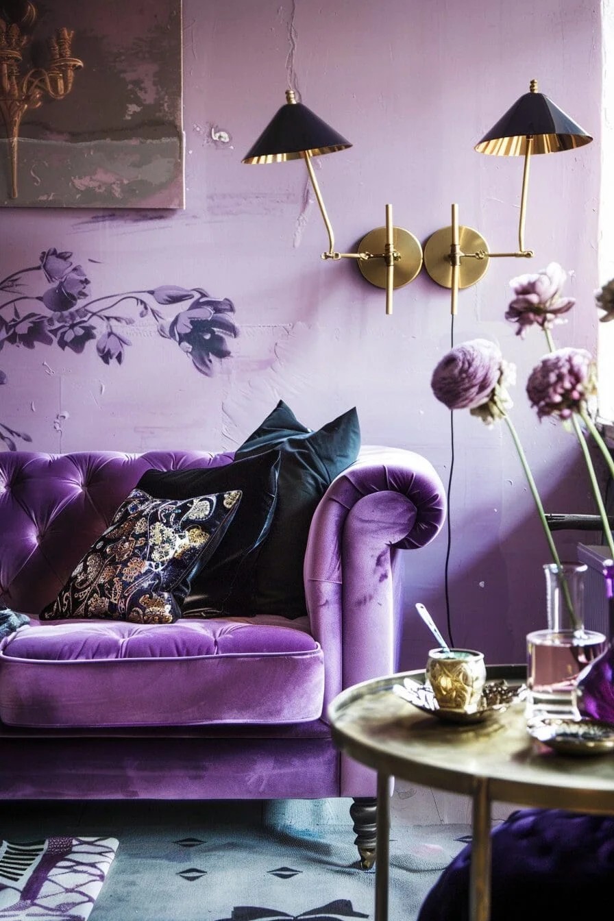 Purple Velvet Sofa