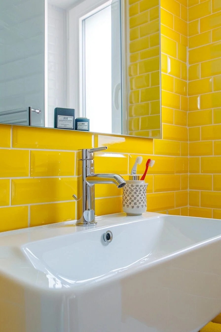 Canary Yellow Subway Tile Backsplash