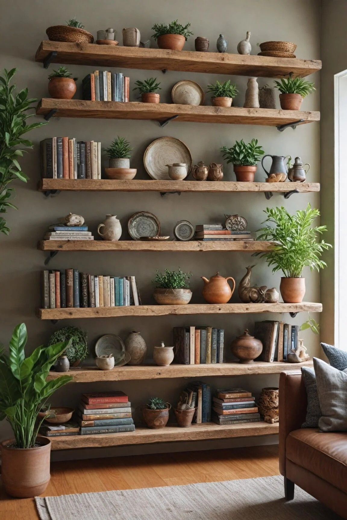 Raw-Edge Wood Shelves