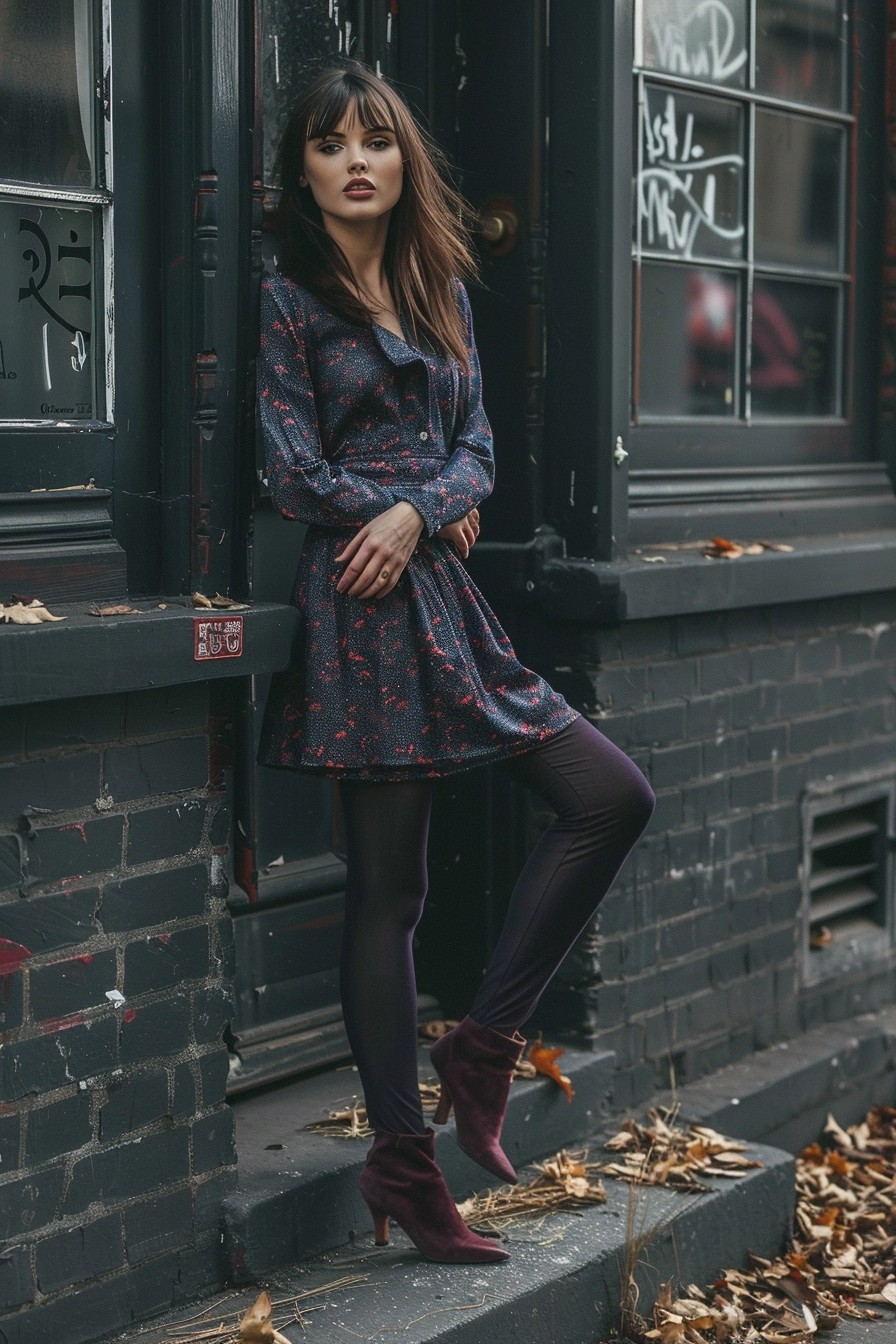 A-Line Dress With Tights And Boots