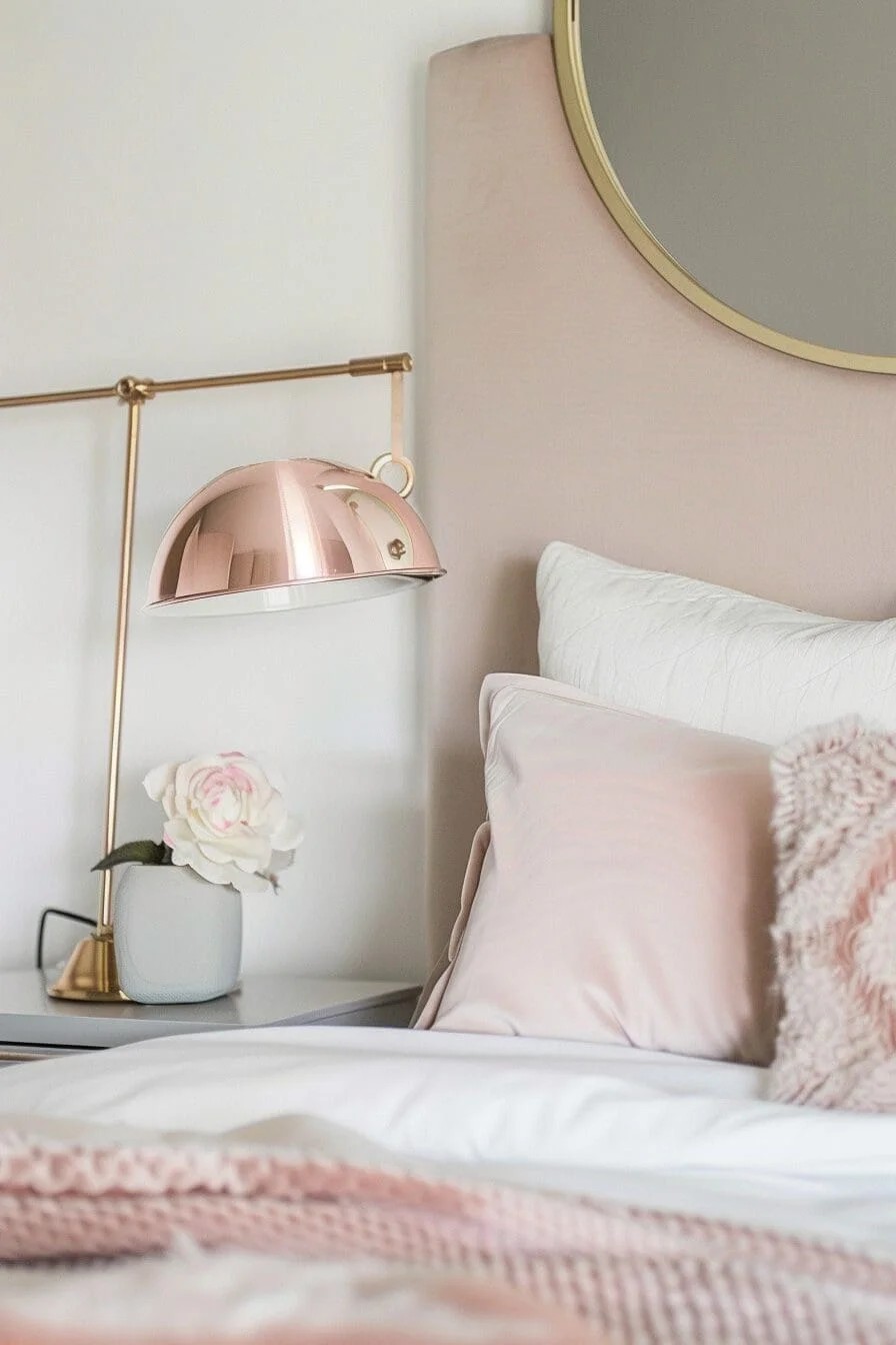 Rose Gold Lamp and Mirror