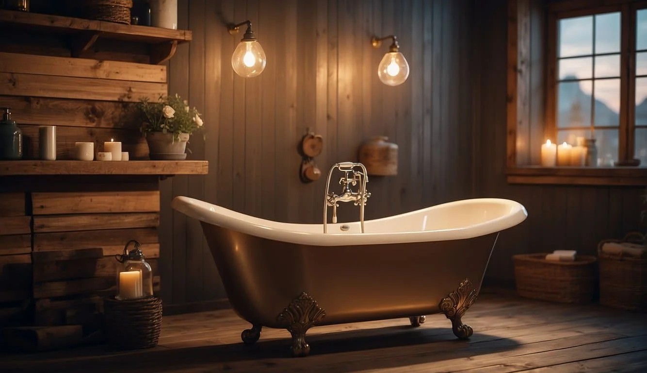 Rustic Charm Featuring Clawfoot Bathtub