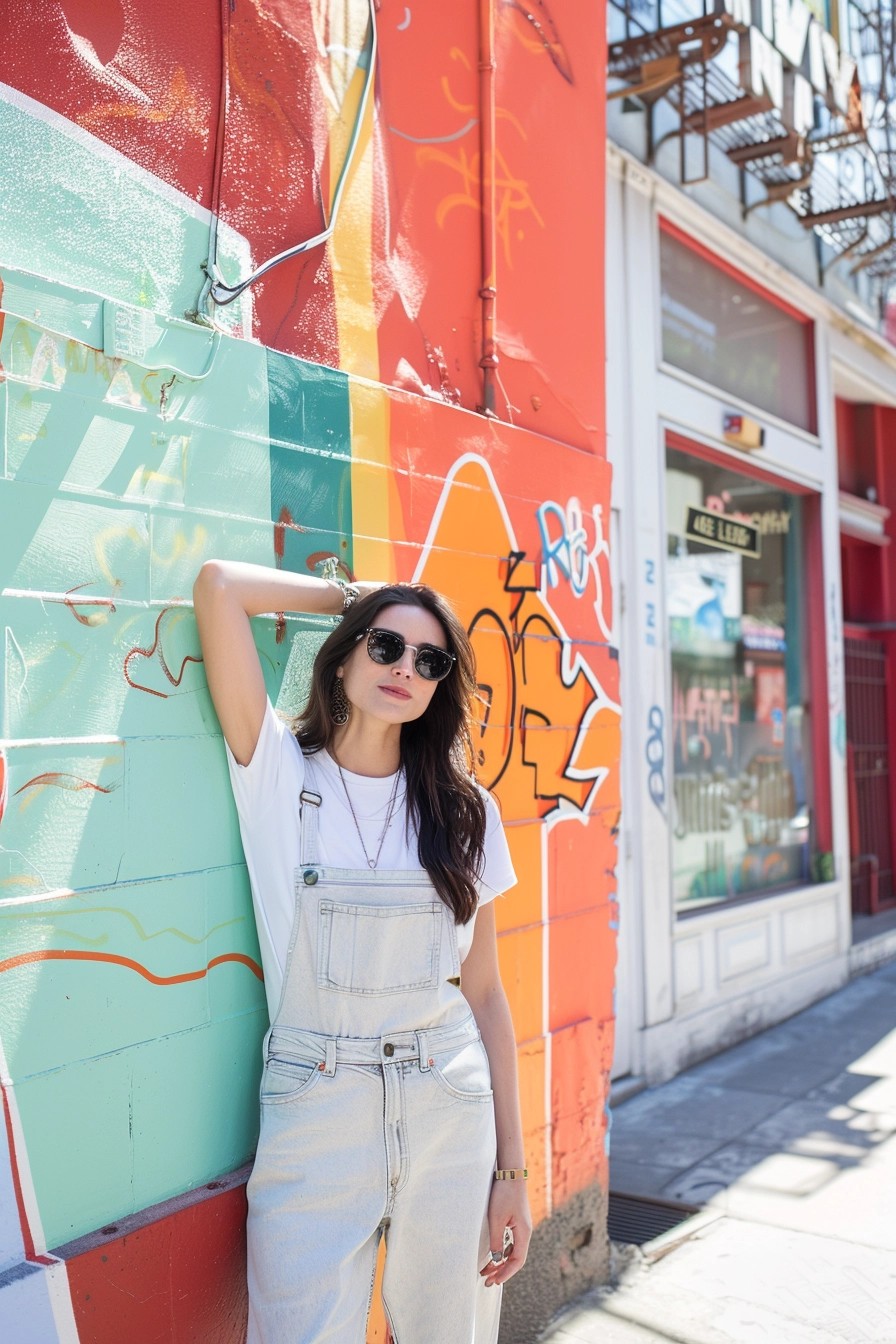 Denim Overalls + White Tee