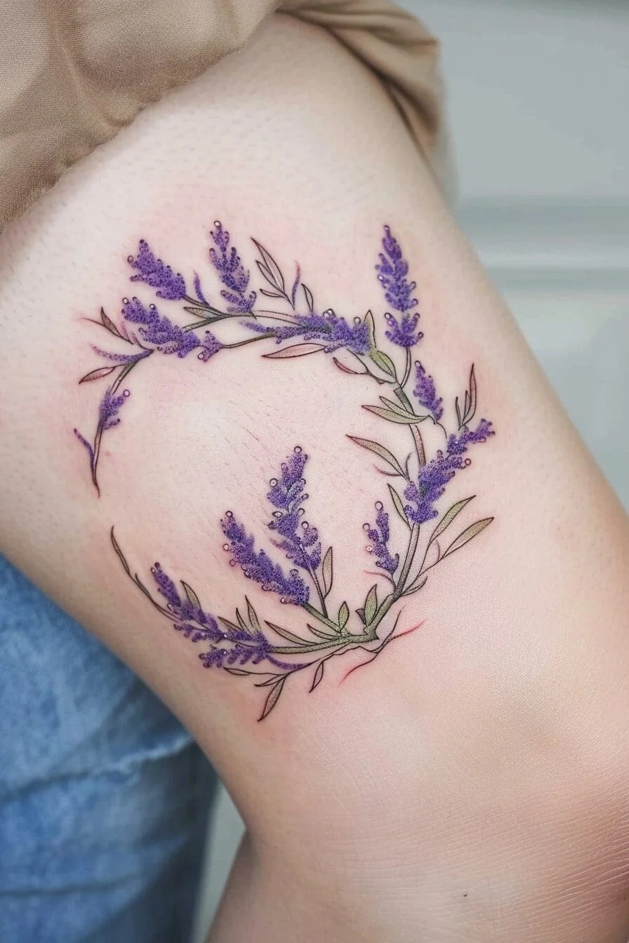 Lavender Wreath or Bouquet Tattoo