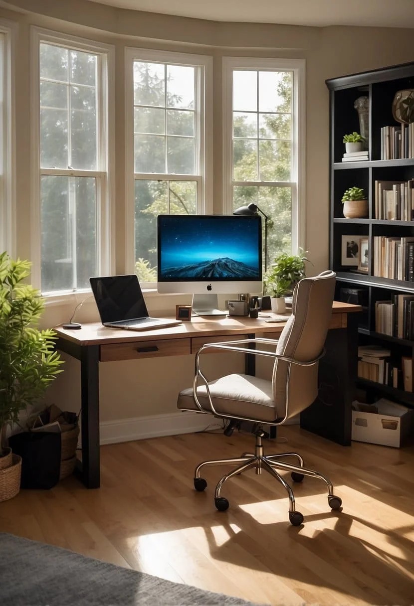 Home Office With Built-In Bookcases