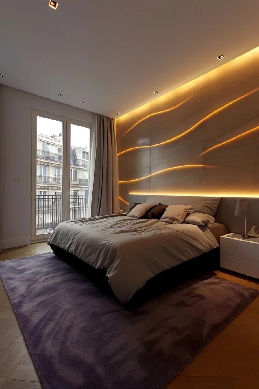 Bedroom With LED Accent Wall