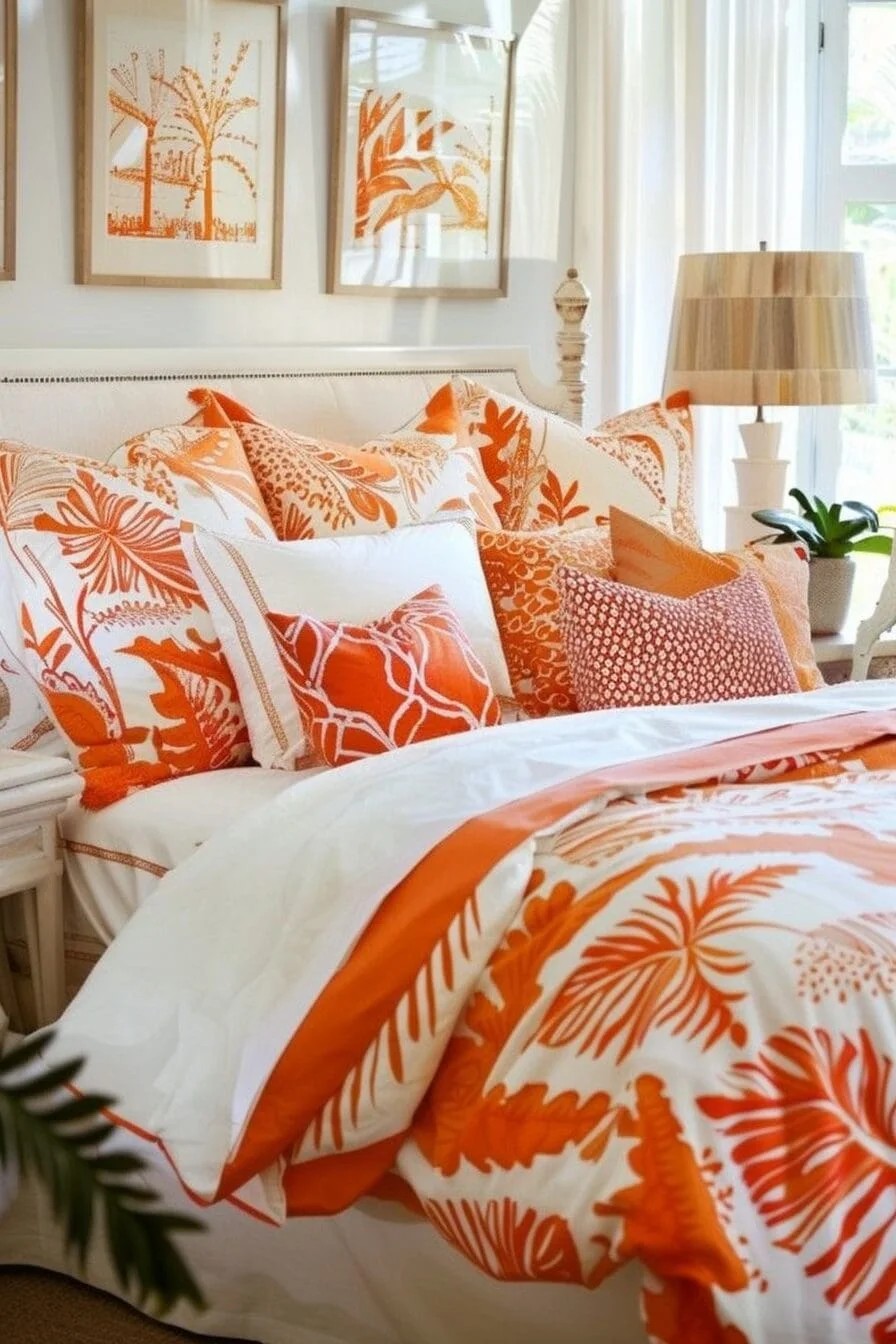 Orange and Cream Bedding