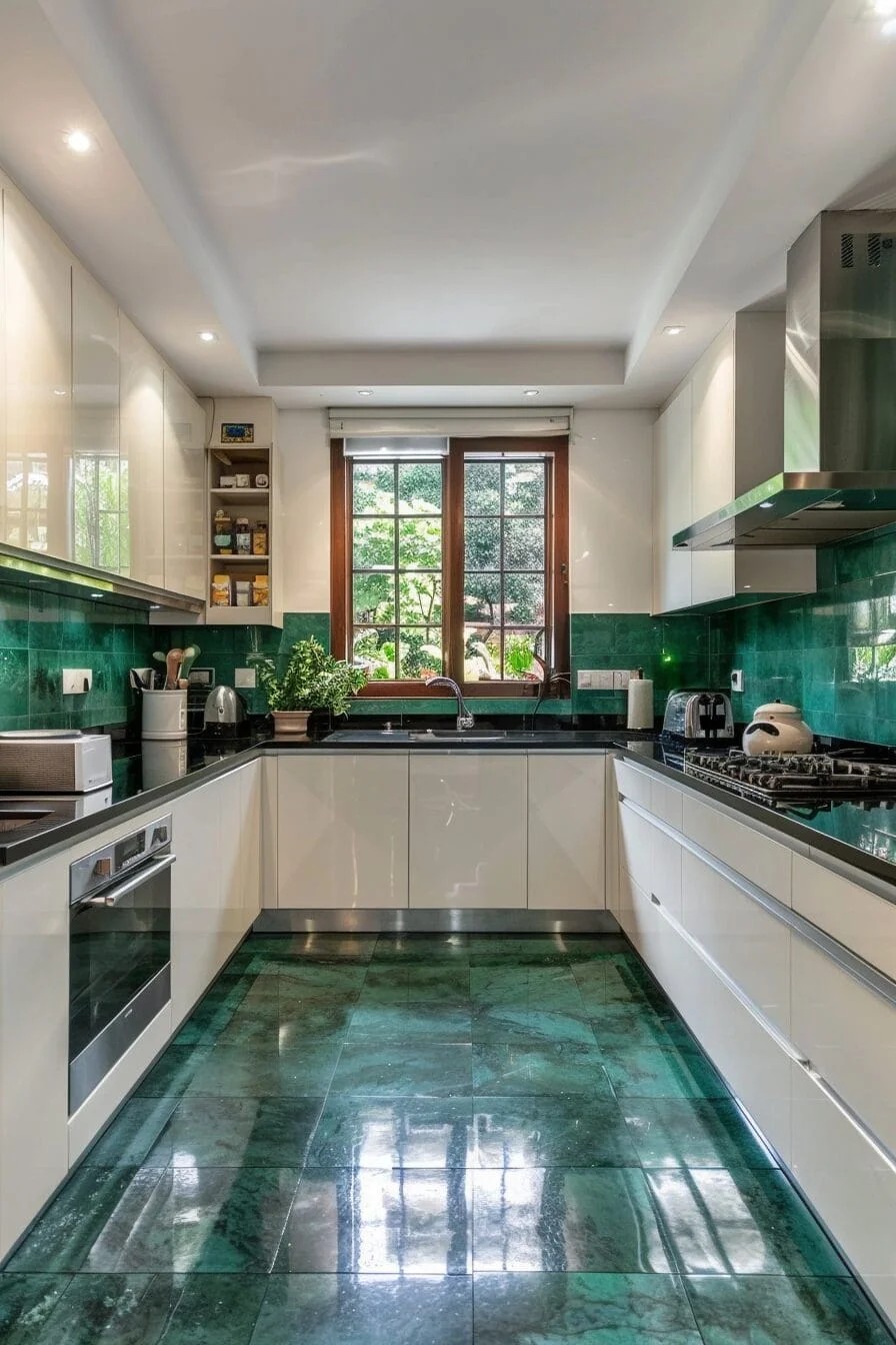 Green Kitchen Floor Tiles