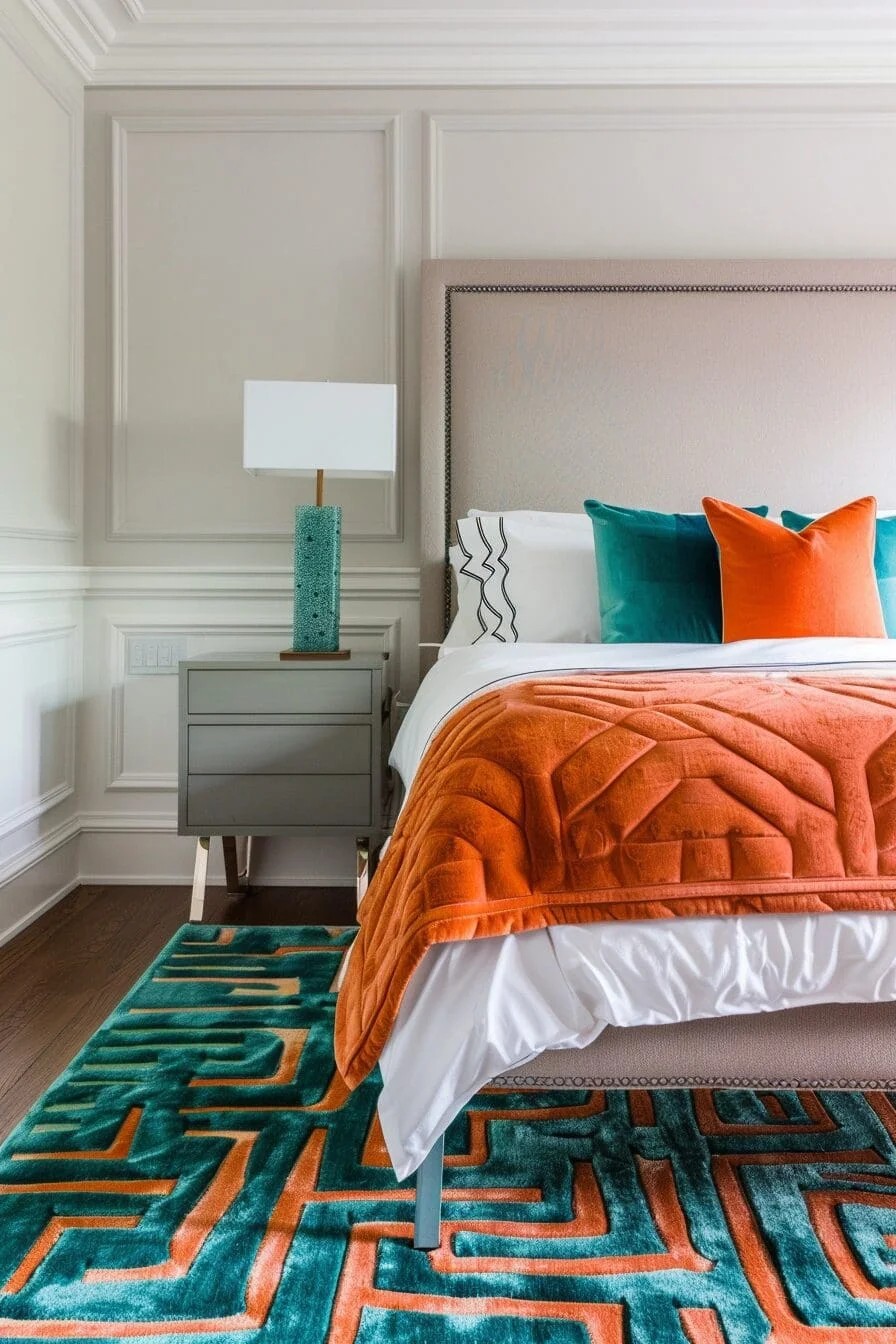 Orange and Teal Rug