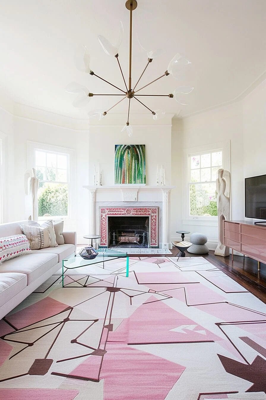 Pink Geometric Rug