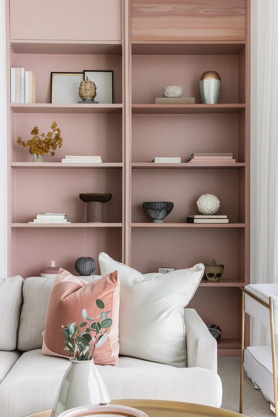 Pink Bookshelf Styling