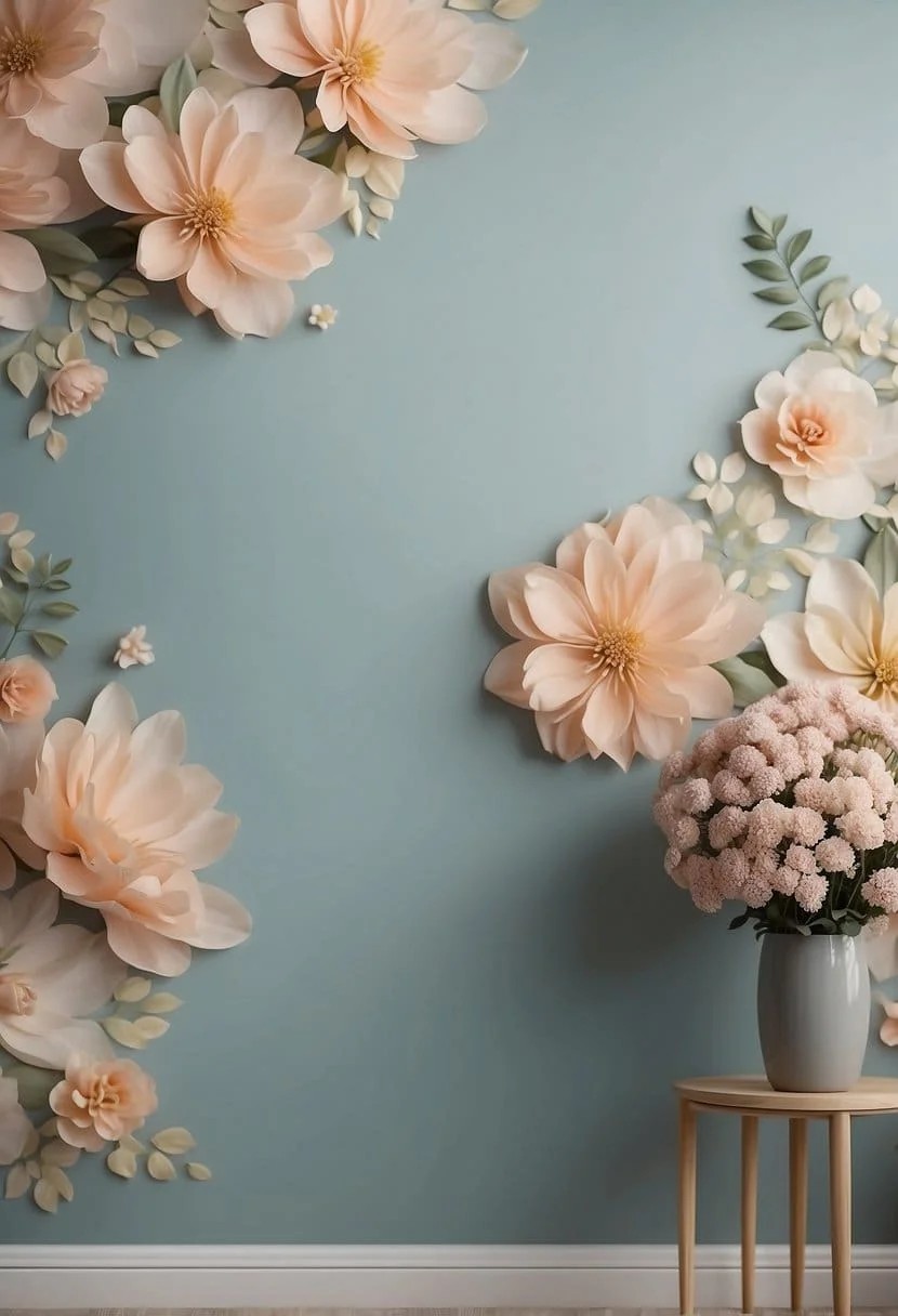 Delicate Floral Pattern Nursery Accent Wall