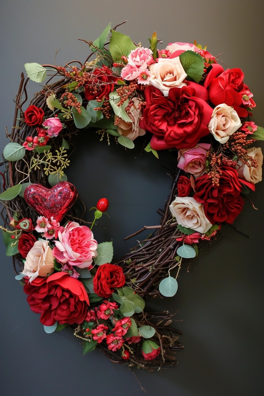 30 Enchanting Valentines Day Wreaths for Your Front Door