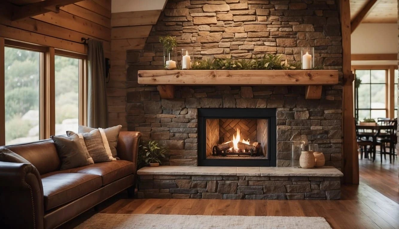 Farmhouse-Inspired Gas Fireplace With Rustic Charm