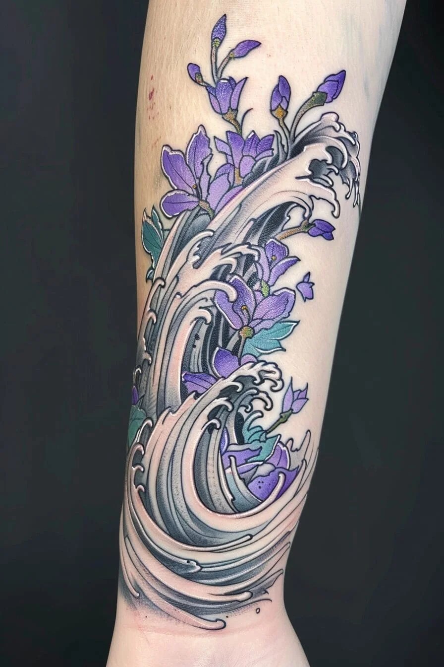 Lavender with a Wave or Ocean Motif