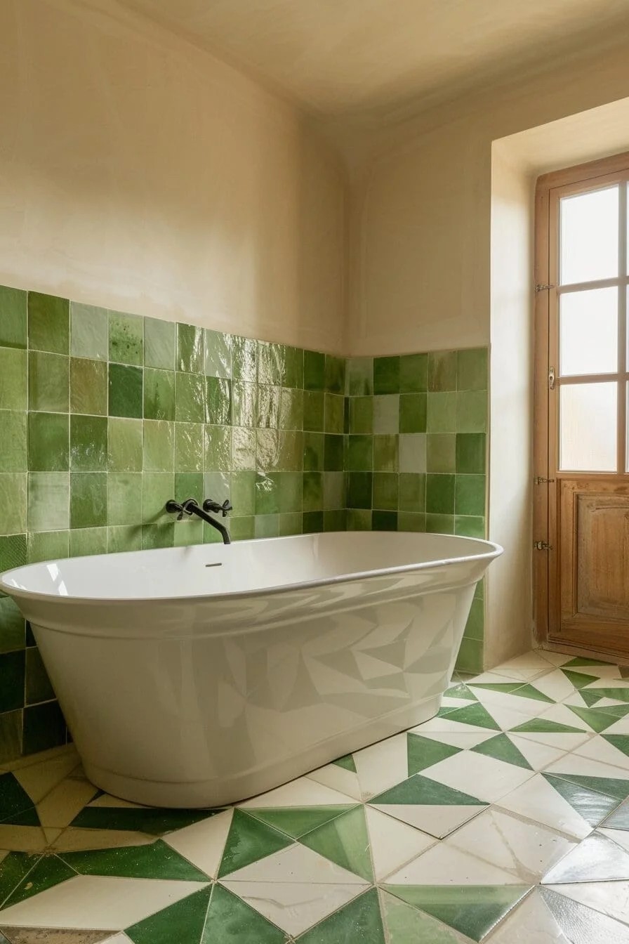 Green Geometric Floor Tile