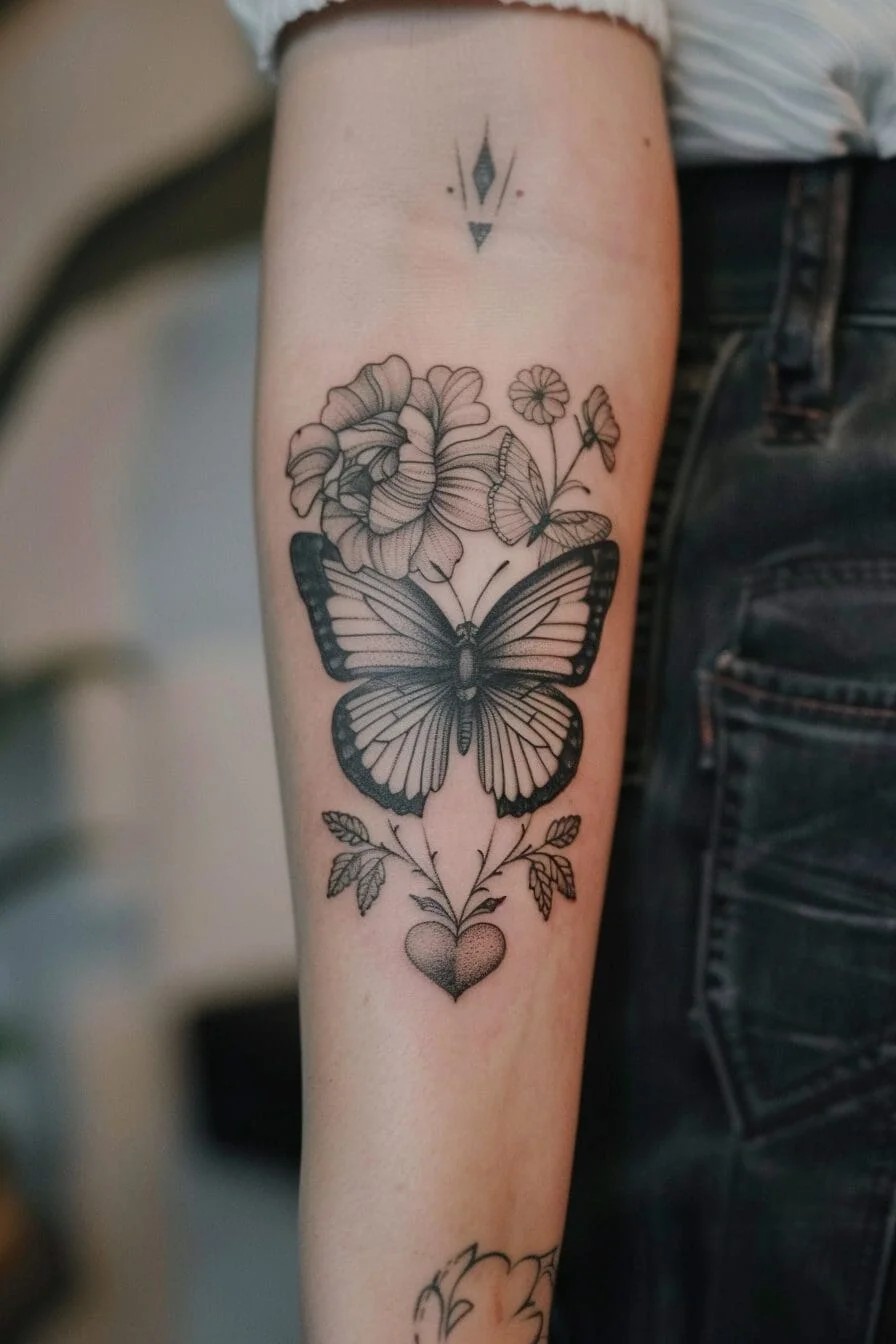 Butterfly with a Heart: Symbolizes love, tenderness, and the beauty of life