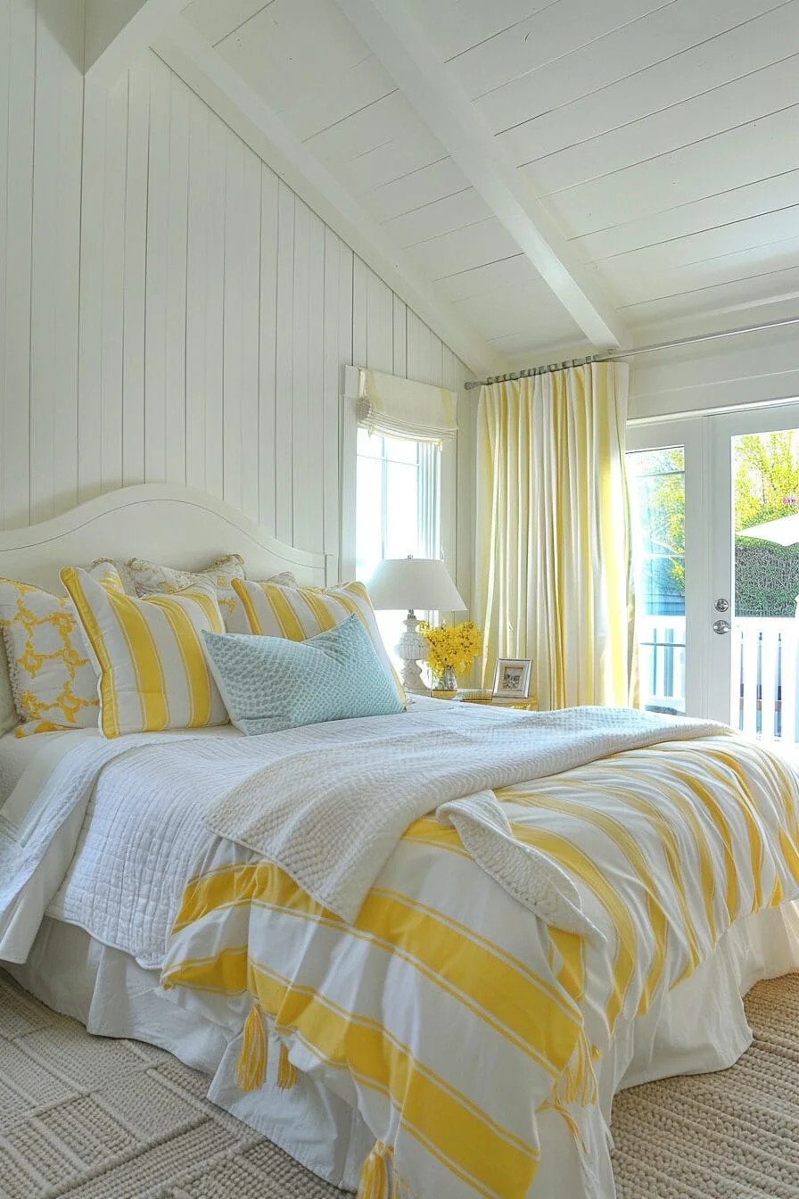 Pale Yellow and White Stripes