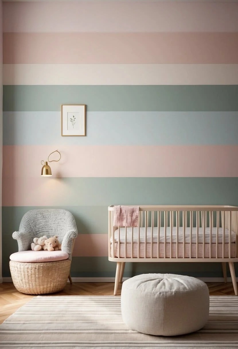 Simple Stripes on A Nursery Accent Wall