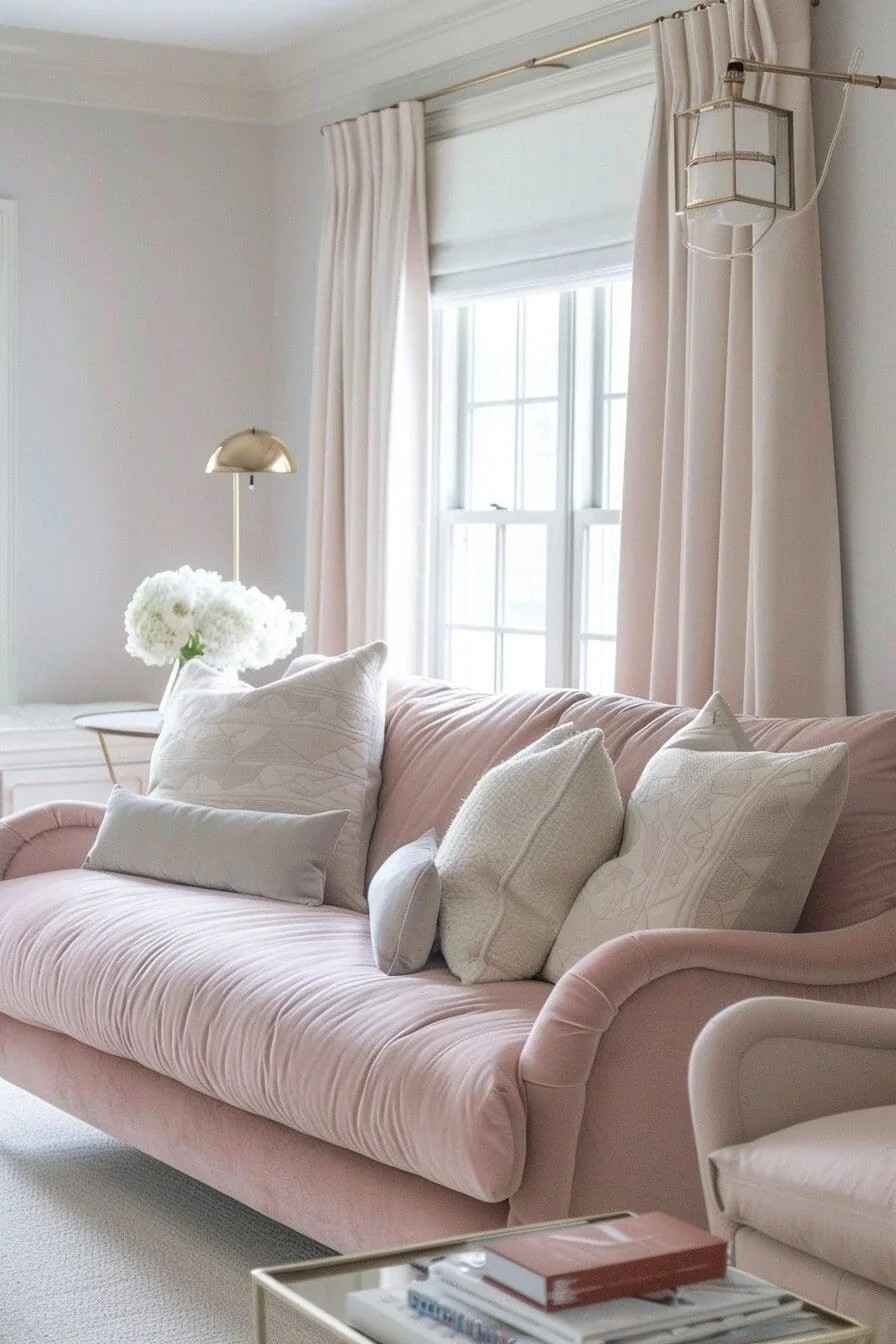 Blush Velvet Sofa