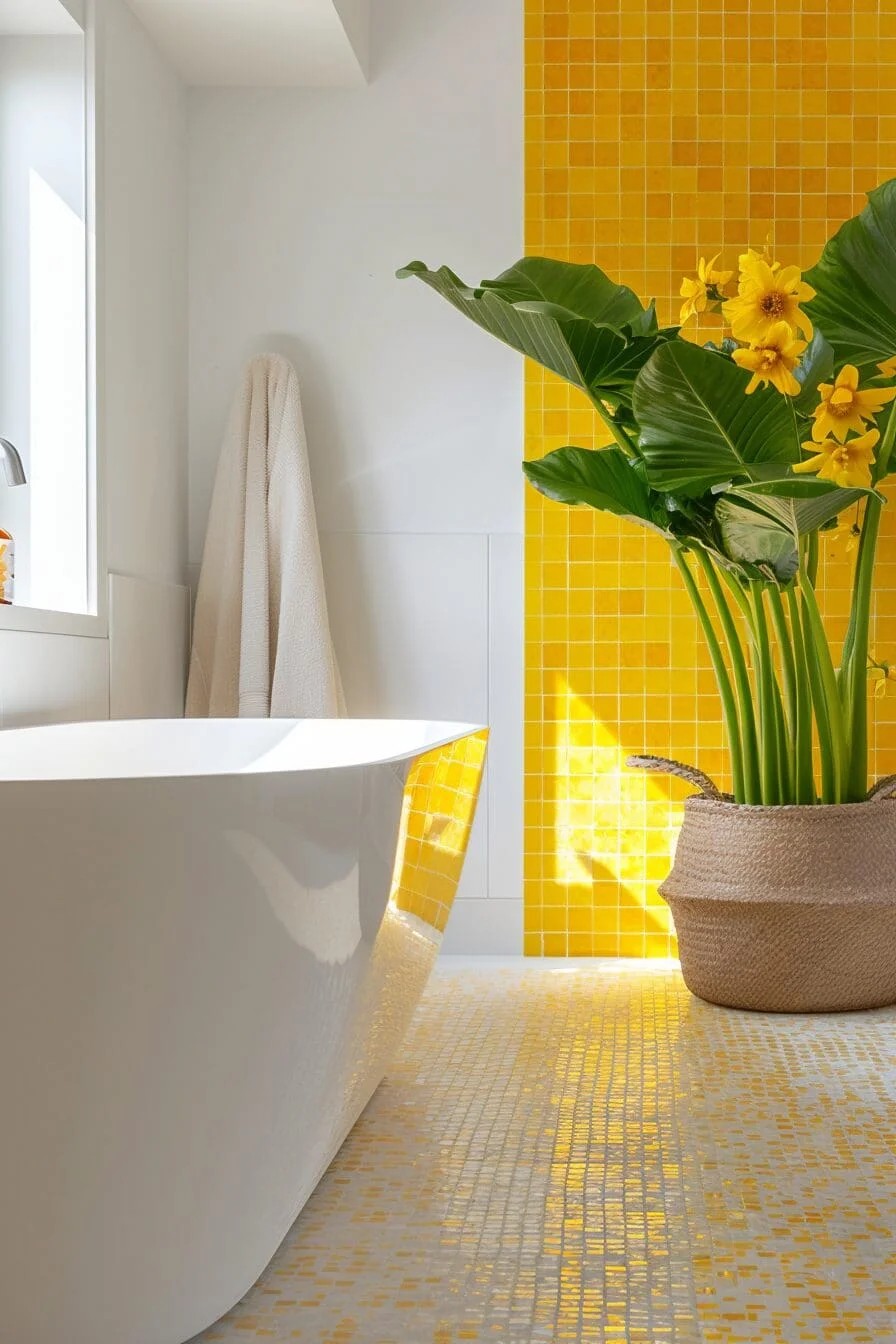 Sunshine Yellow Mosaic Tile Floor