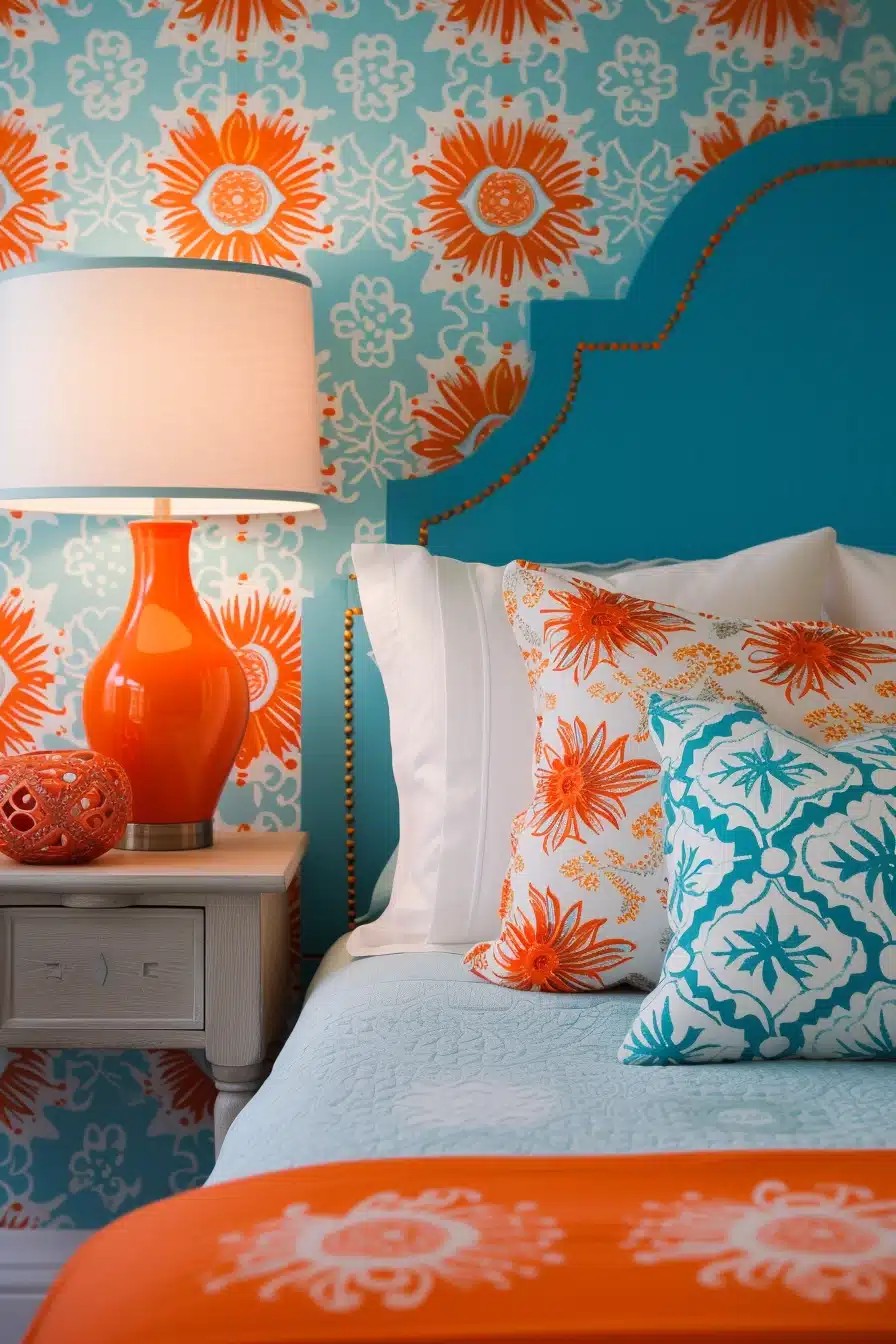 Cheerful Blue and Orange Bedroom