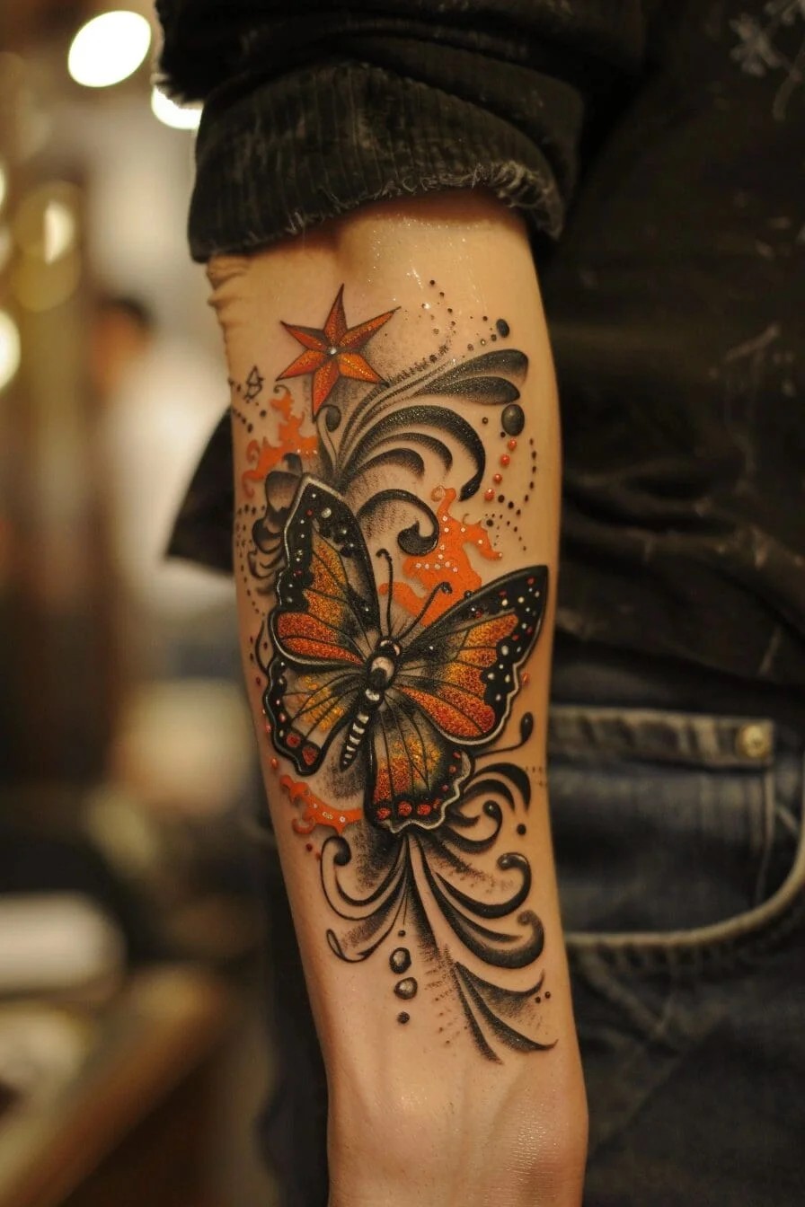 Butterfly with a Star: Symbolizes the pursuit of one’s dreams, hope, and the beauty of life