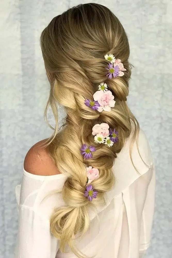 Soft Braid with Real Flowers