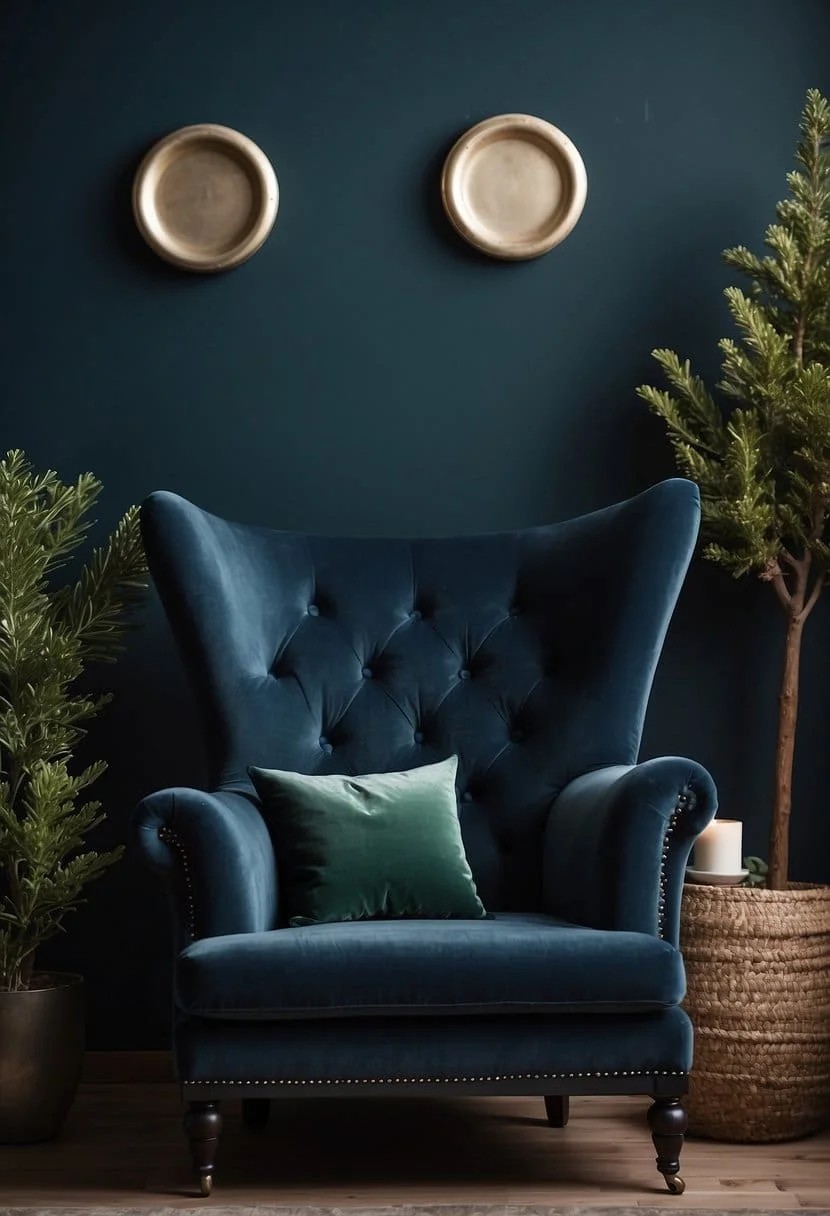 Navy Blue Velvet Armchair