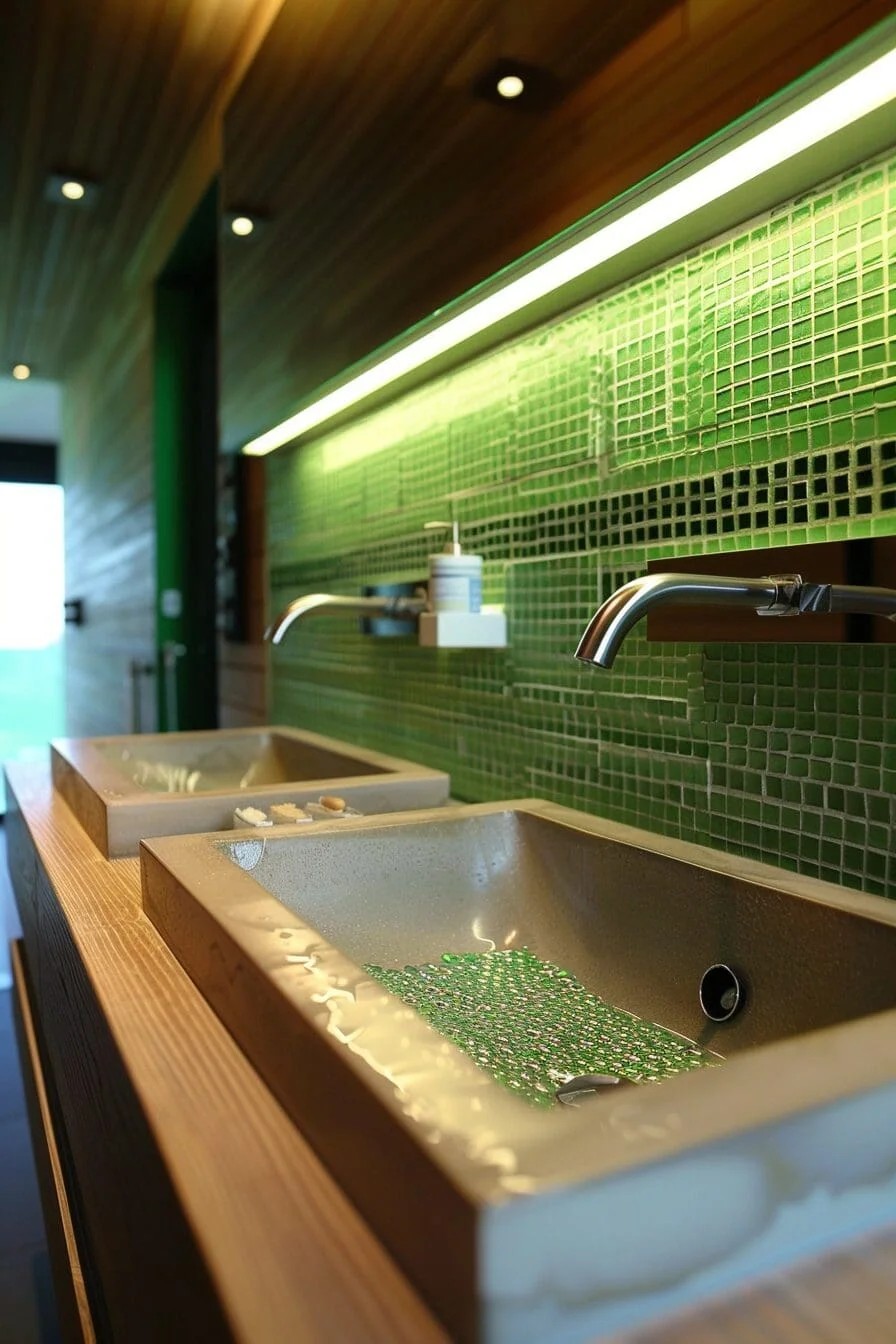 Green Penny Tile Backsplash