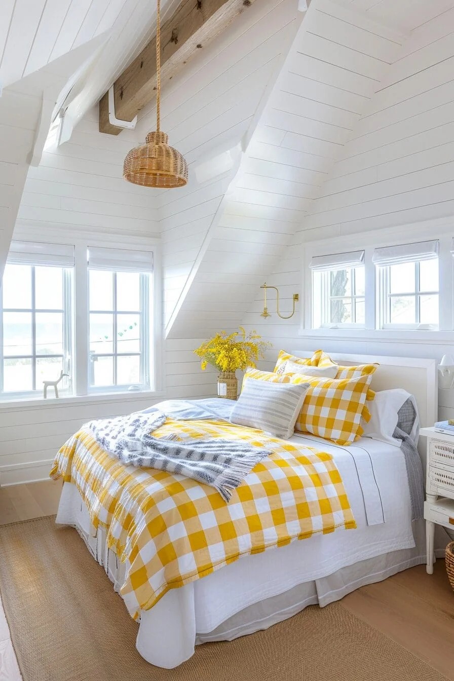 Yellow and White Gingham Bedding