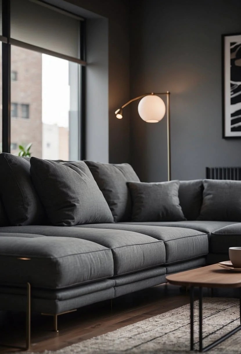 Minimalist Design with a Sleek Charcoal Sectional