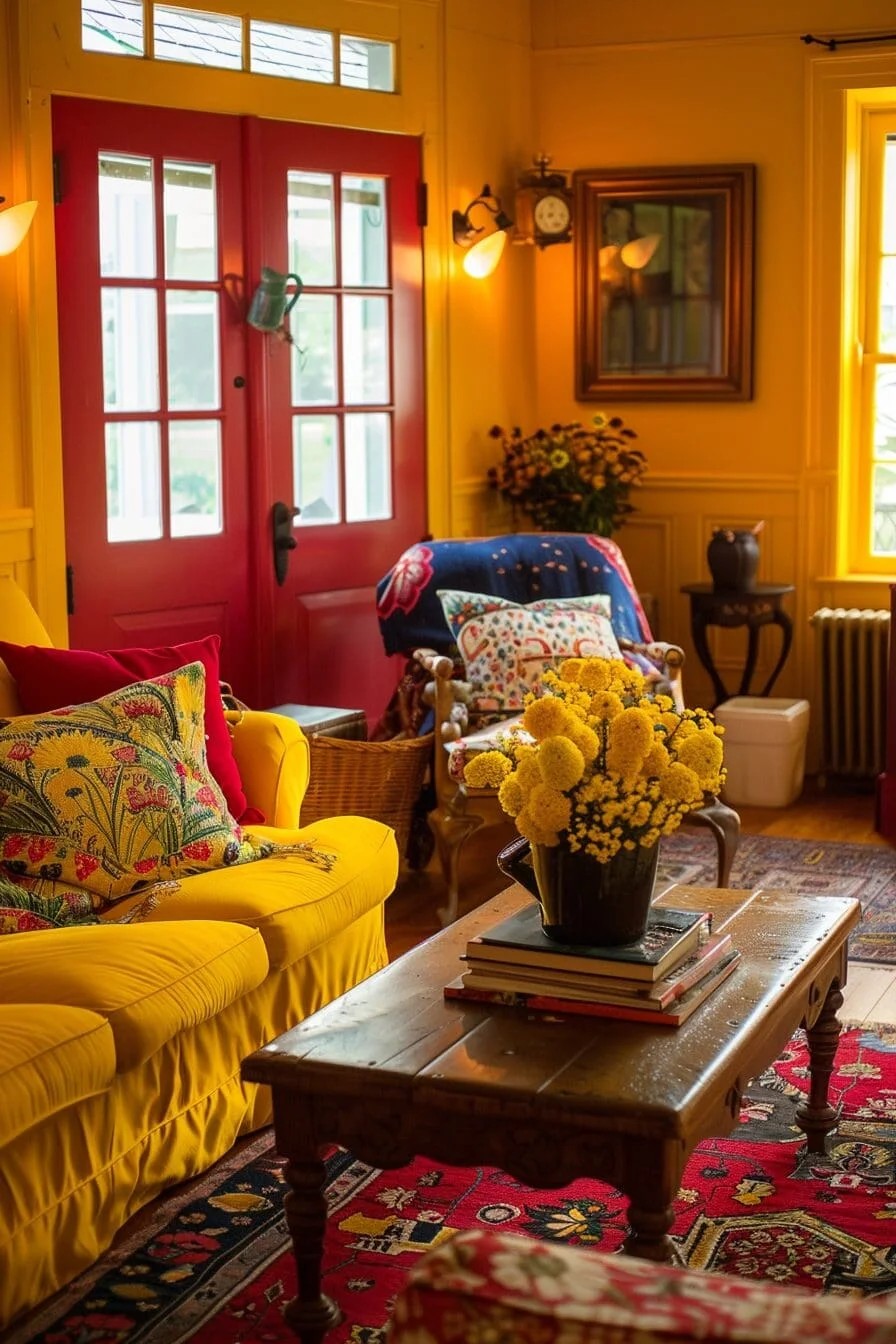 Marigold Yellow Accents with Red