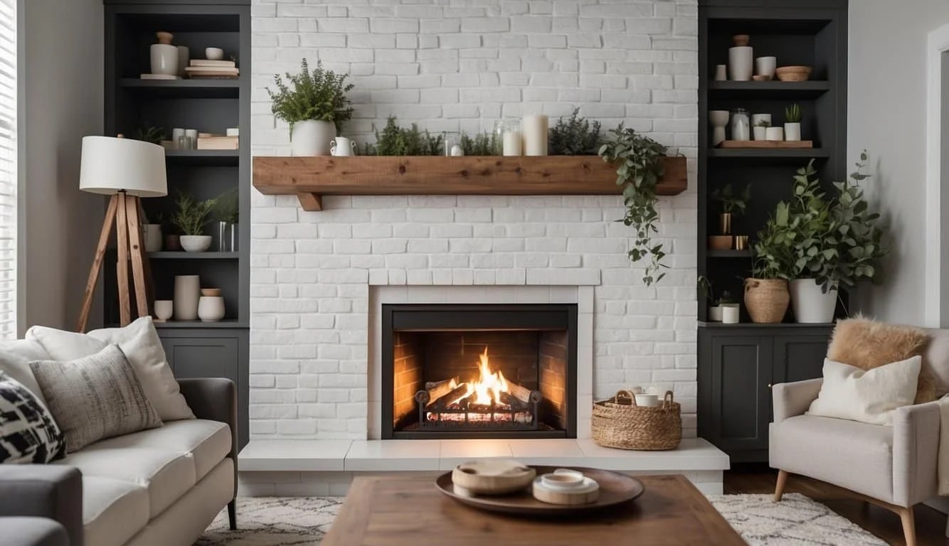 Corner Fireplace With A Modern Farmhouse Aesthetic