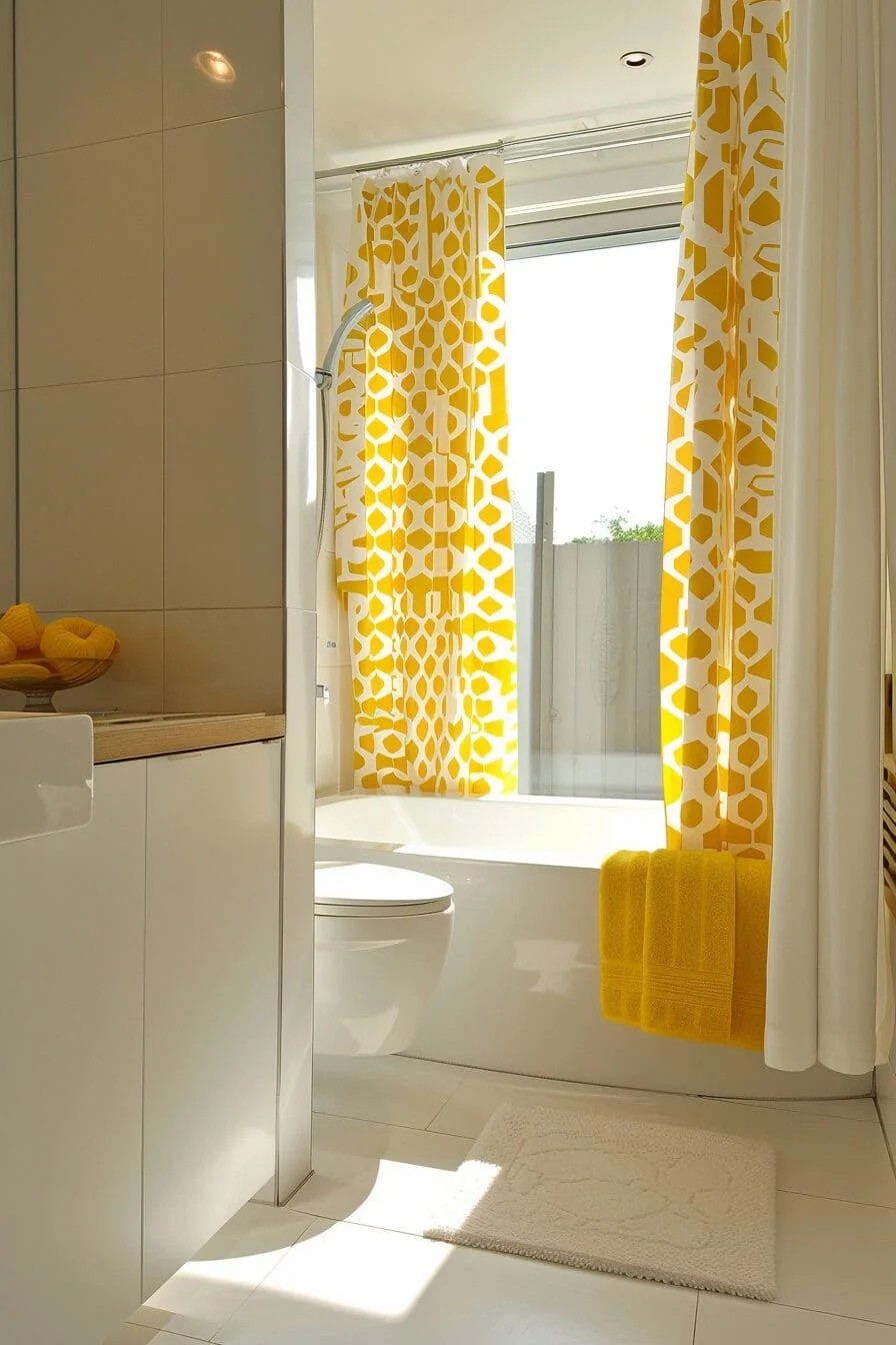 Yellow Geometric Shower Curtain