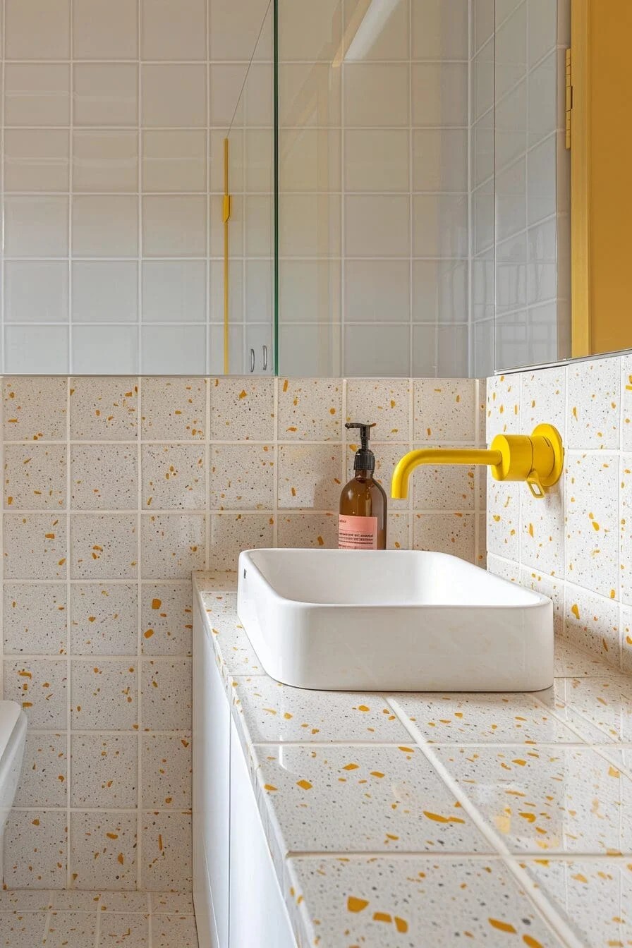 Terrazzo Tile with Yellow Flecks