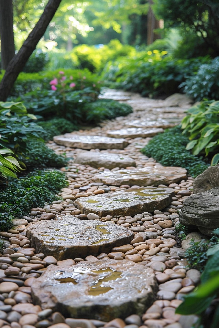 Install a Pebble and Paver Garden Walkway