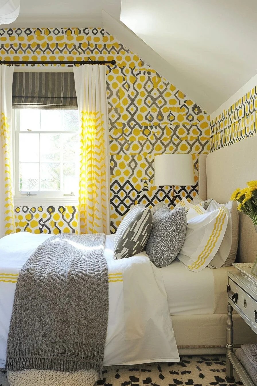 Yellow and Gray Geometric Wallpaper