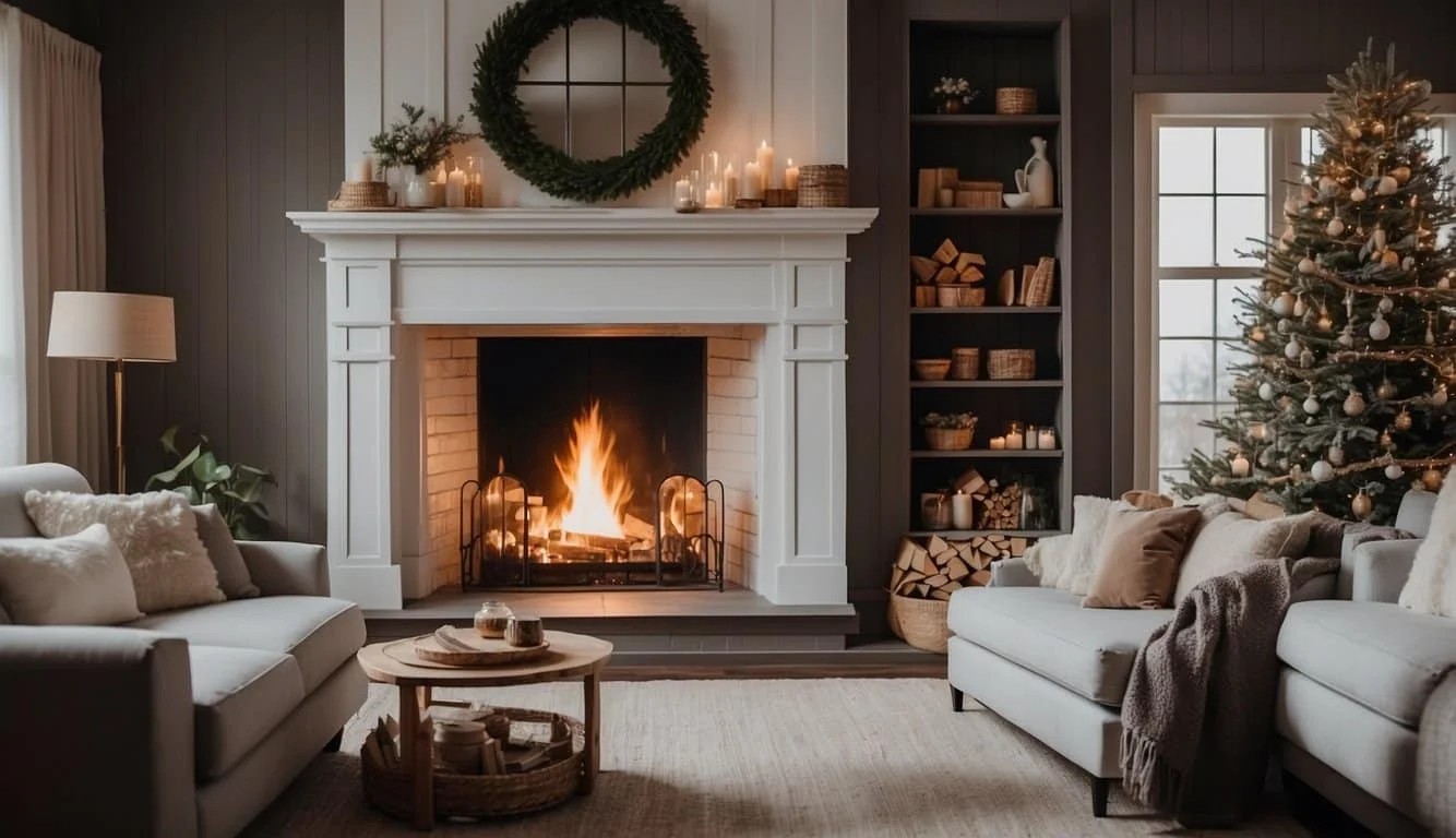 Elegant Farmhouse Fireplace With White Shiplap