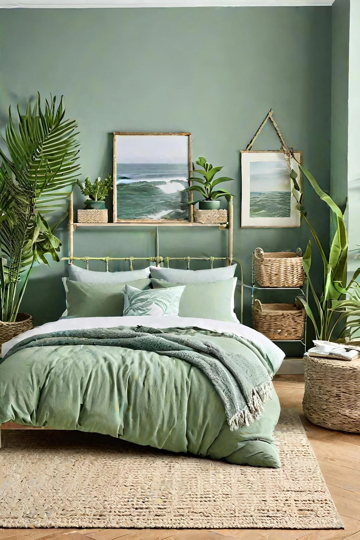 Sage Green Bedroom With Coastal Vibes