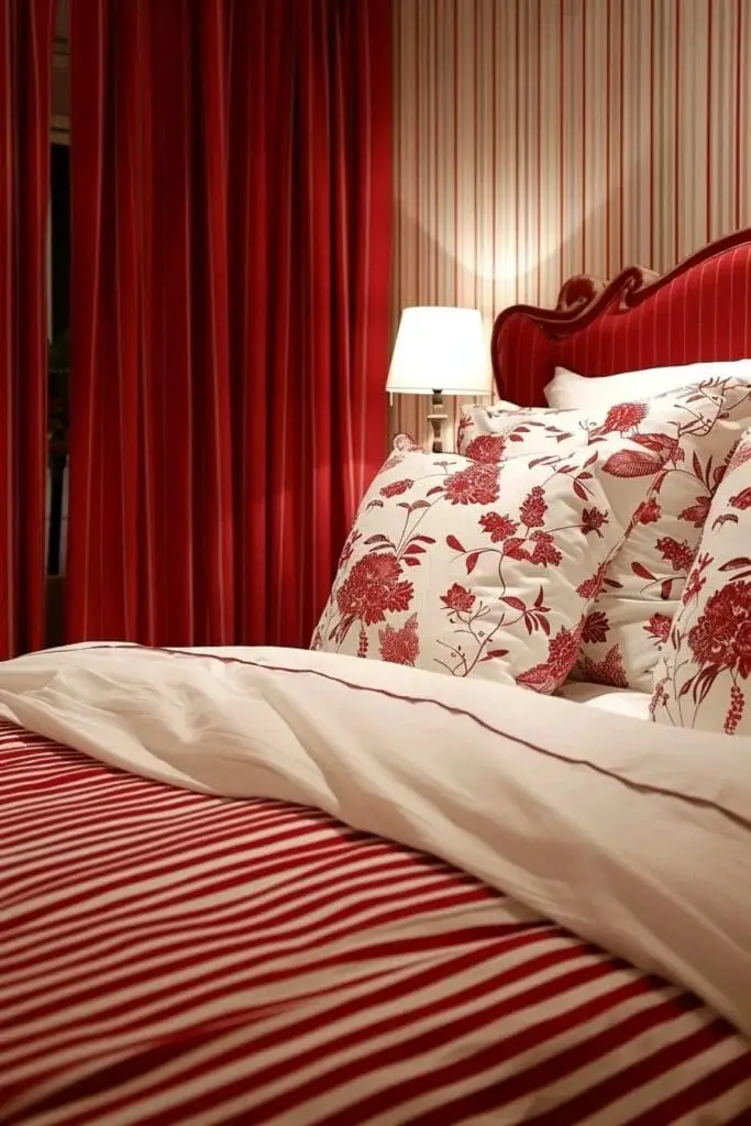 Striped Red and White Duvet Cover