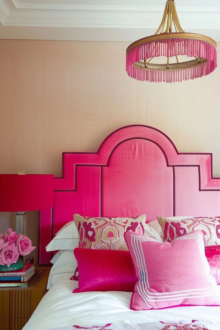 Hot Pink Geometric Headboard