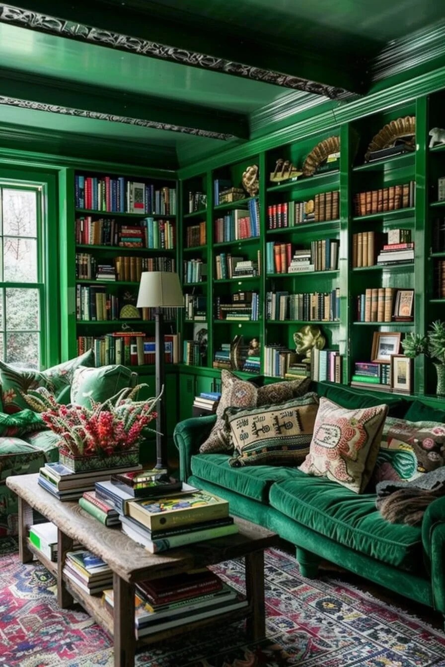 Green Bookshelves