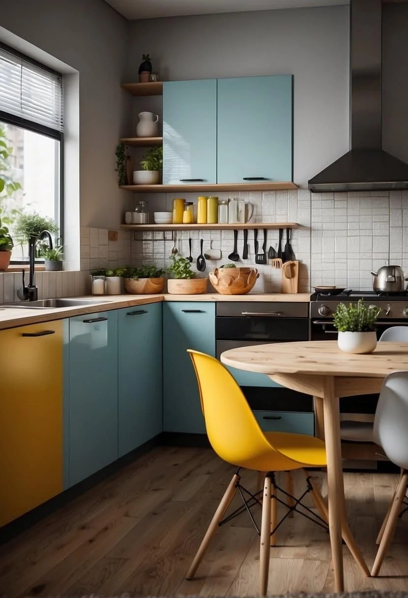 Incorporate a Pop of Color in Your Small Kitchen with Accent Walls